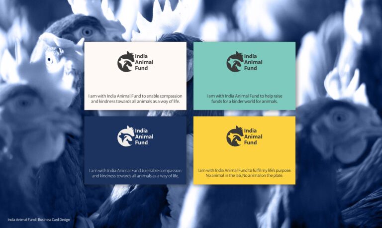 Premium business card mockup showing back design for India Animal Fund