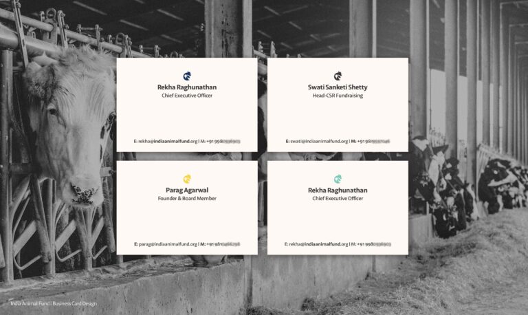 Premium business card mockup showing front design for India Animal Fund