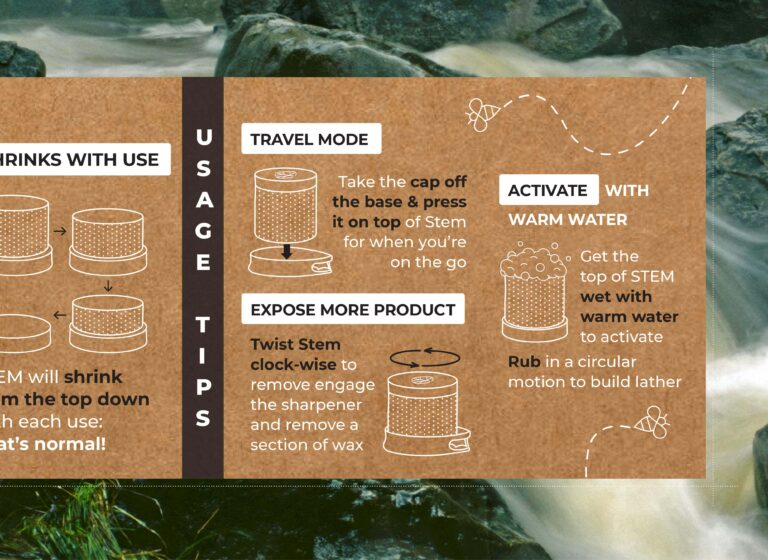 Layout design + Instructional illustration for STEM's tissue wrap insert.